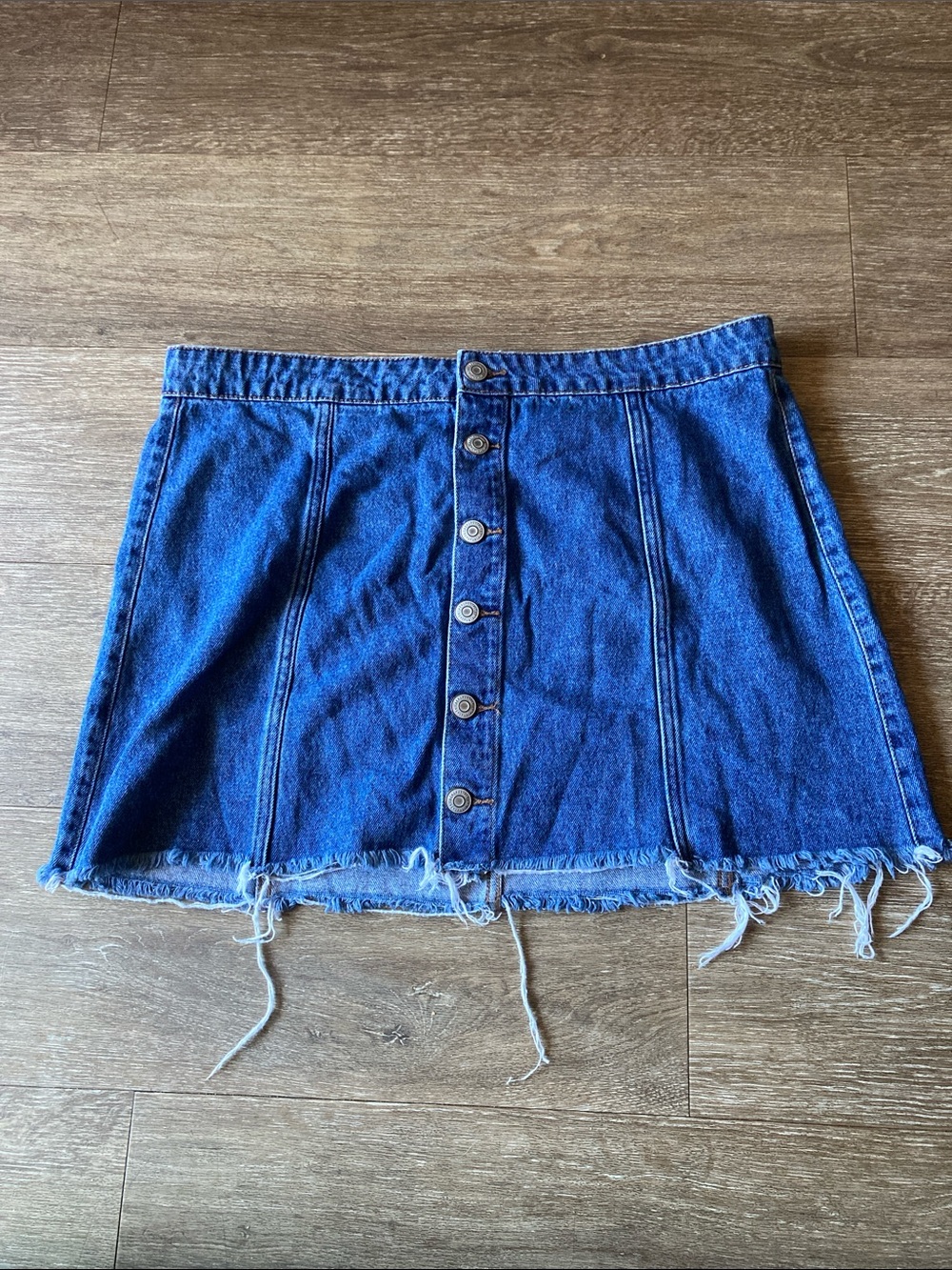 Aeropostale Dark Blue Button-Front Denim Mini Skirt